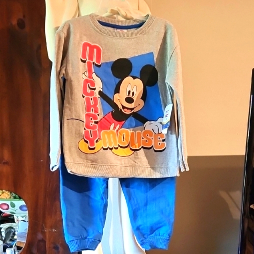 Mickey Mouse Kids Matching Set - Gray and Blue